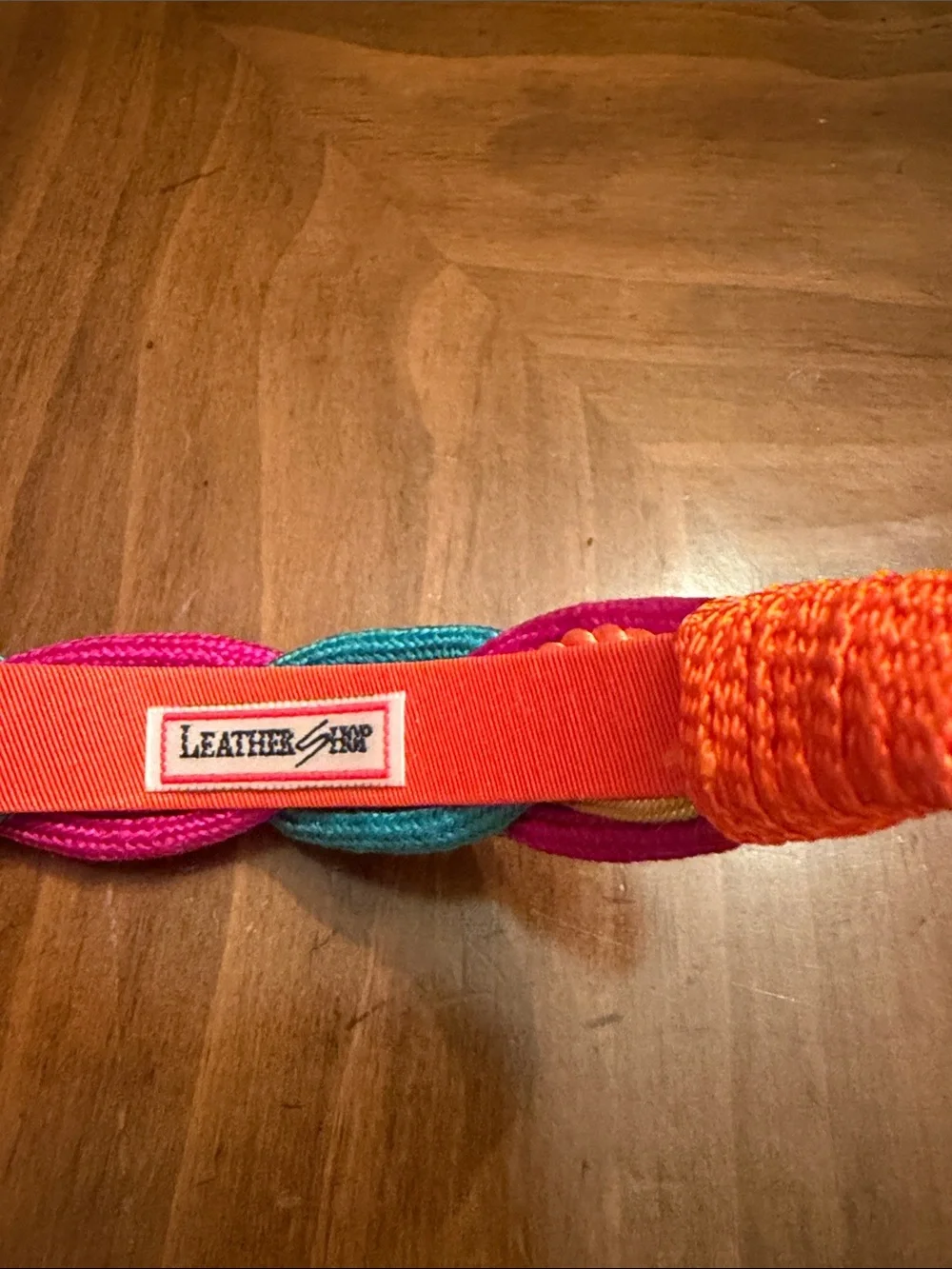 Vintage Leather Shop Woven Colorful Braided Headband in Pink, Teal and Orange